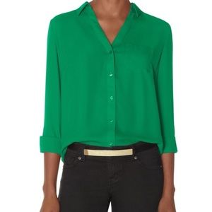 EUC Green Ashton Blouse by The Limited size sm